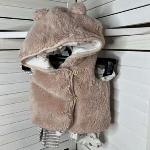 3 Pc Cynthia‎ Rowley Baby Girl 0-3 Mo Outfit Bodysuit, Leggings, Faux Fur Best
